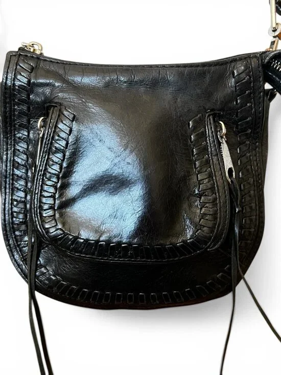 Rebecca Minkoff Vanity Saddle Crossbody Black Leather and Tassle Bag Boho Y2K - Picture 3 of 10